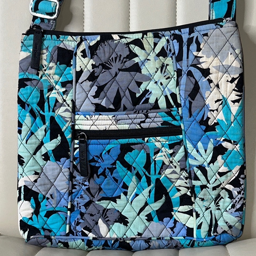 Vera Bradley Blue Teal Floral Quilted Crossbody Bag